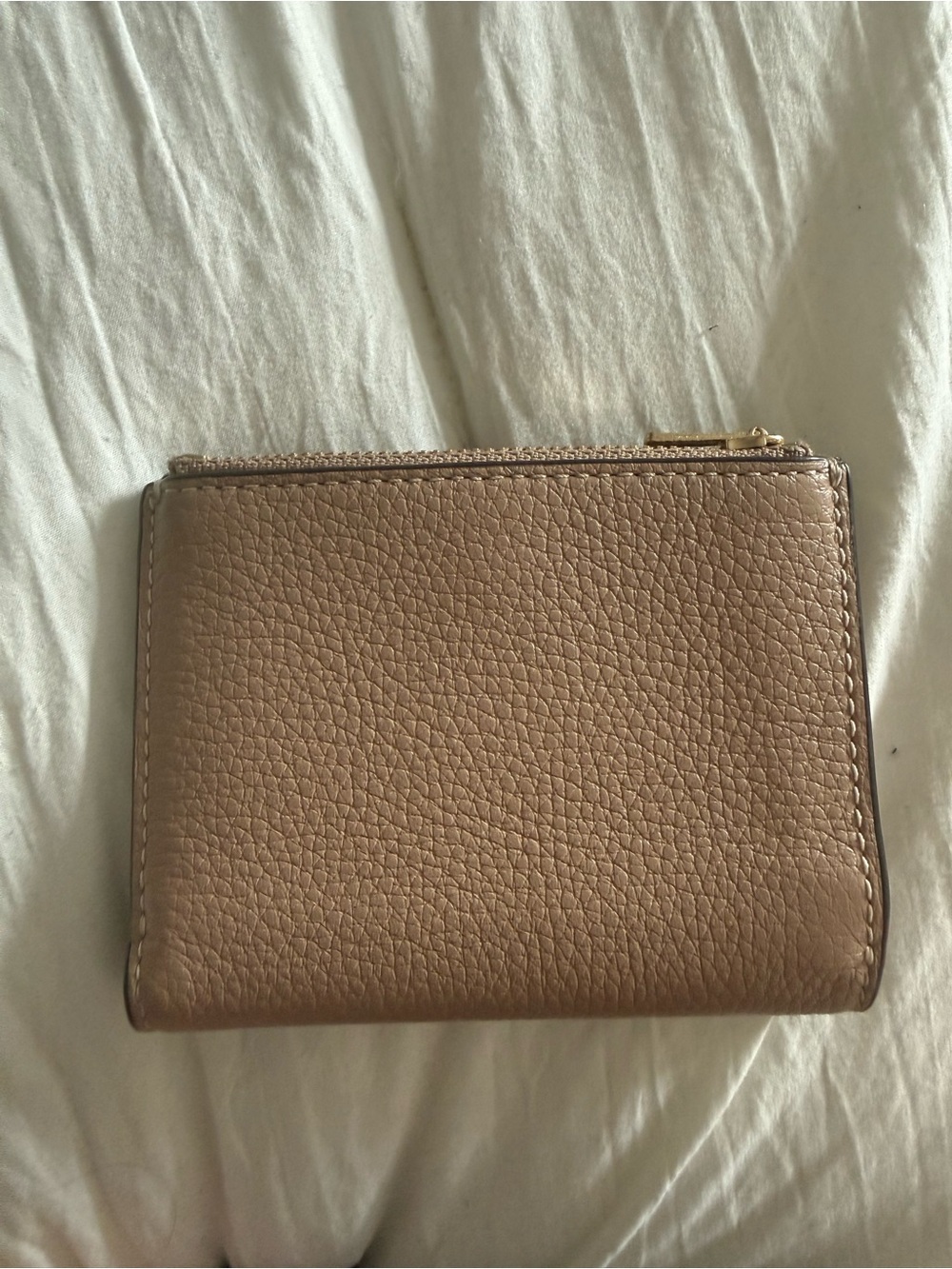 Coach Pebbled Leather Compact Wallet in Taupe Pink - Picture 2 of 5